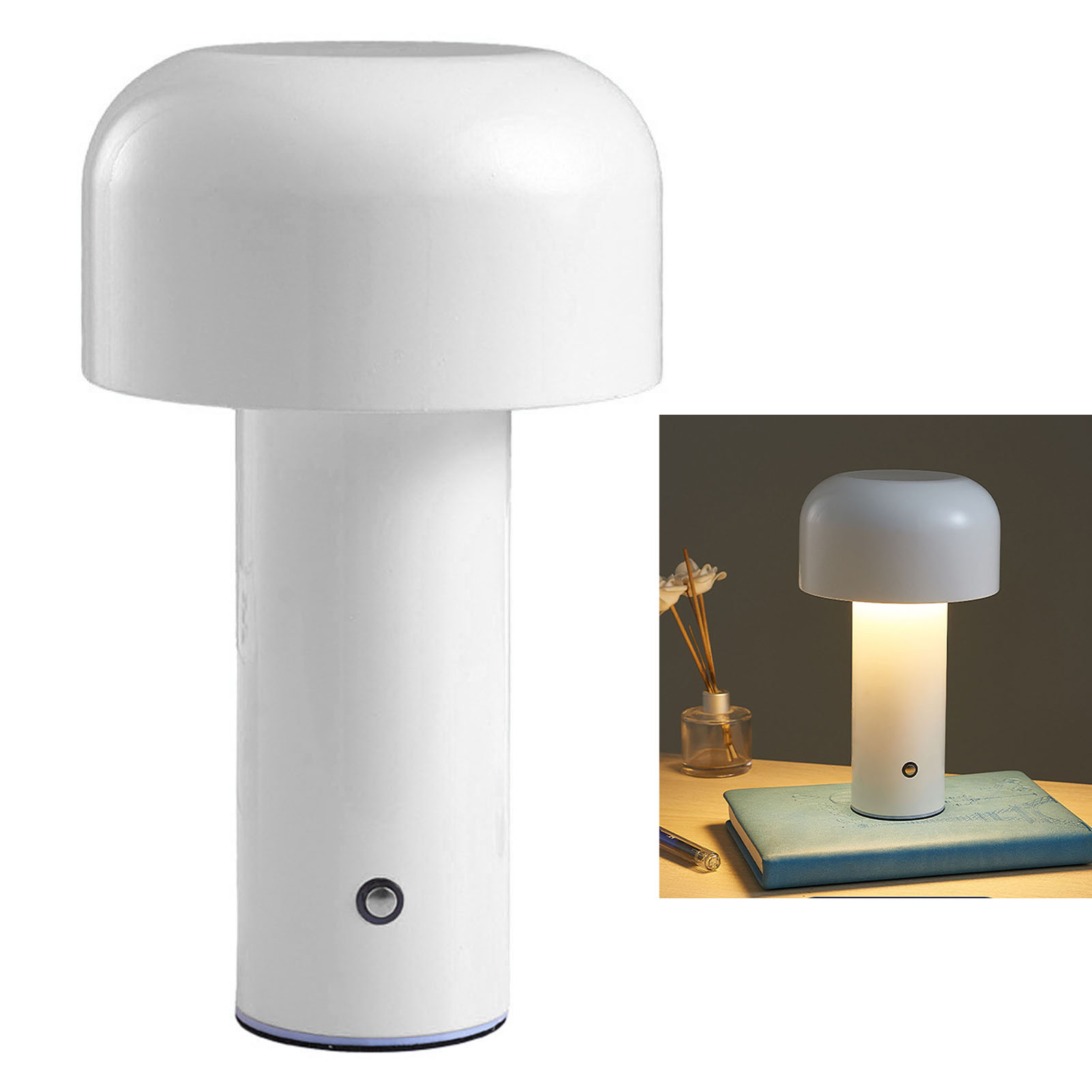 Pilzförmige Led-lampe Mit 3 Farben, Stufenlos Dimmbaren Lichtperlen, Weiße Nachttischlampe Fürs Schlafzimmer