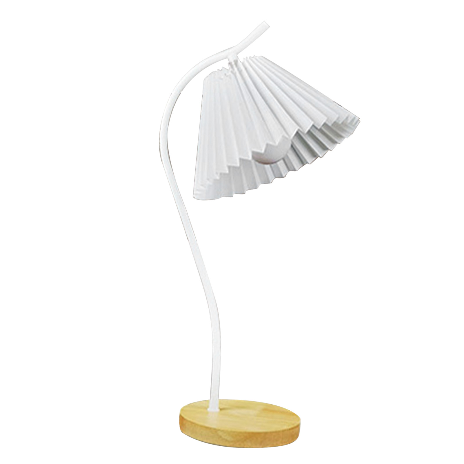 Weiße Tischleuchte Mit Plissiertem Stoffschirm, Metallfuß, Moderne Nachttischlampe Für Schlaf- Und Wohnzimmer