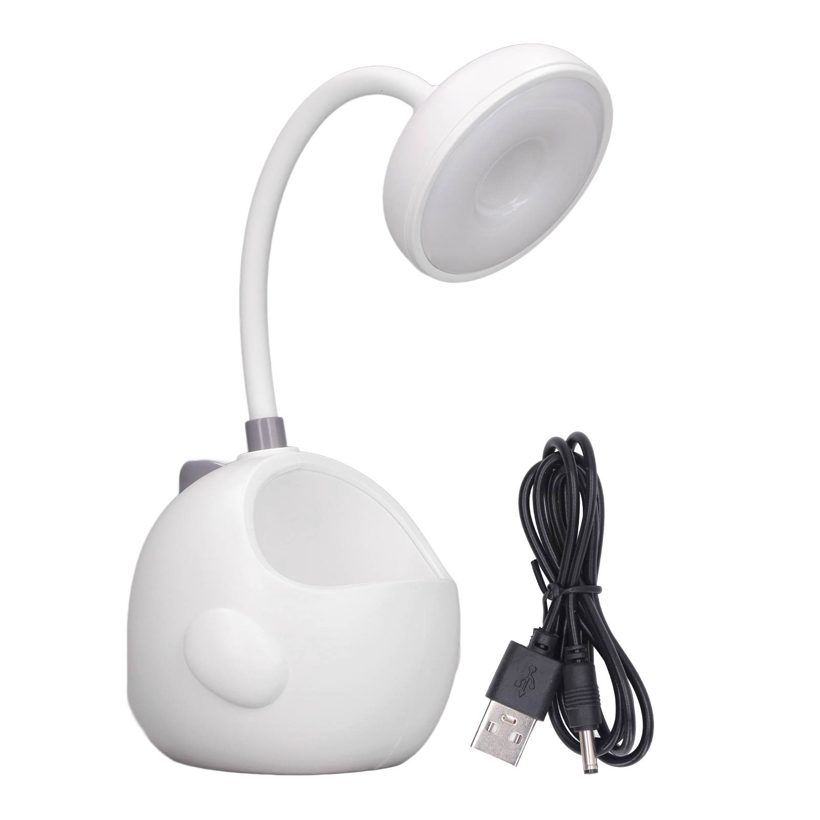 Niedliche Led-schreibtischlampe Mit Stifthalter, 360° Flexibel, Schwanenhals, Usb-aufladbar, Dinosaurierform, Für Schüler, Weiß
