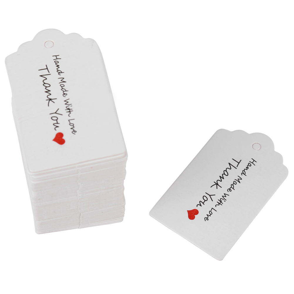 Set Mit 100 Handgefertigten Weißen Anhängern Zum Aufhängen Für Hochzeitsgeschenke, Kleidung Und Schmuckpreisschilder 3