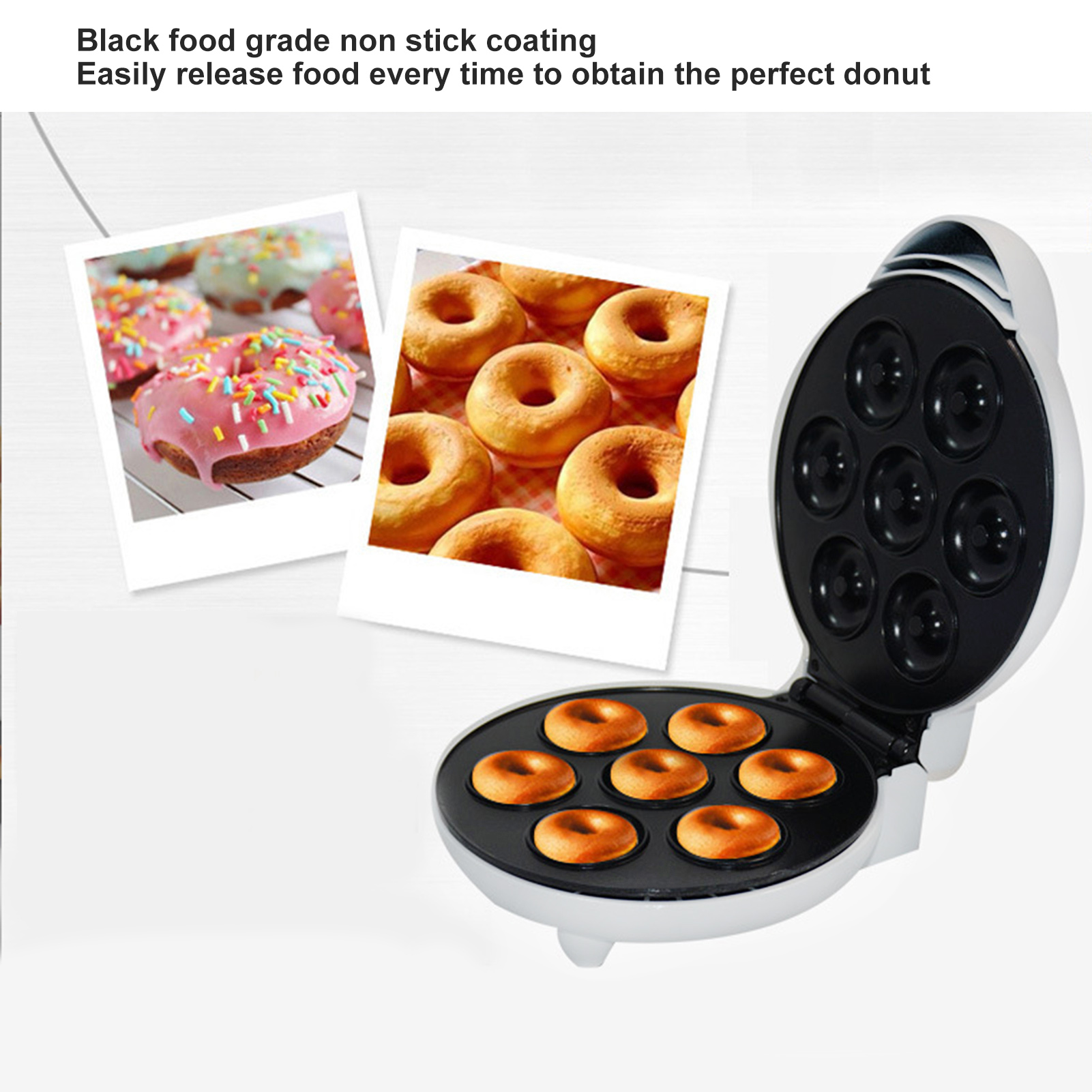 Mini-donut-maker Mit Antihaftbeschichtung, Weiß, Rutschfest, Elegante Donut-form, 220-v-eu-stecker