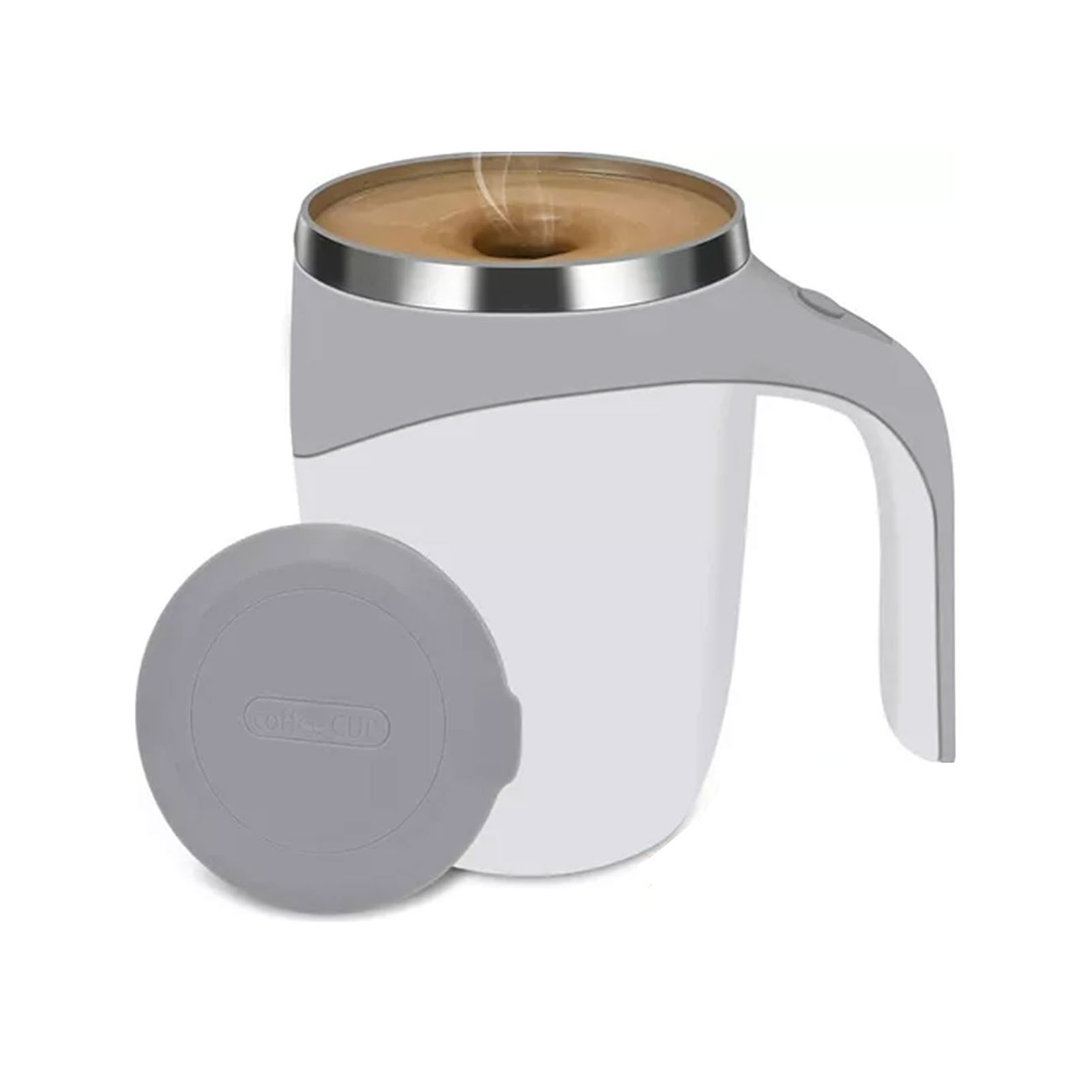 Selbstumrührender Magnetischer Kaffeebecher Aus Edelstahl 304 Mit Deckel, 380 Ml, Weiß, Für Zuhause, Büro Und Reisen