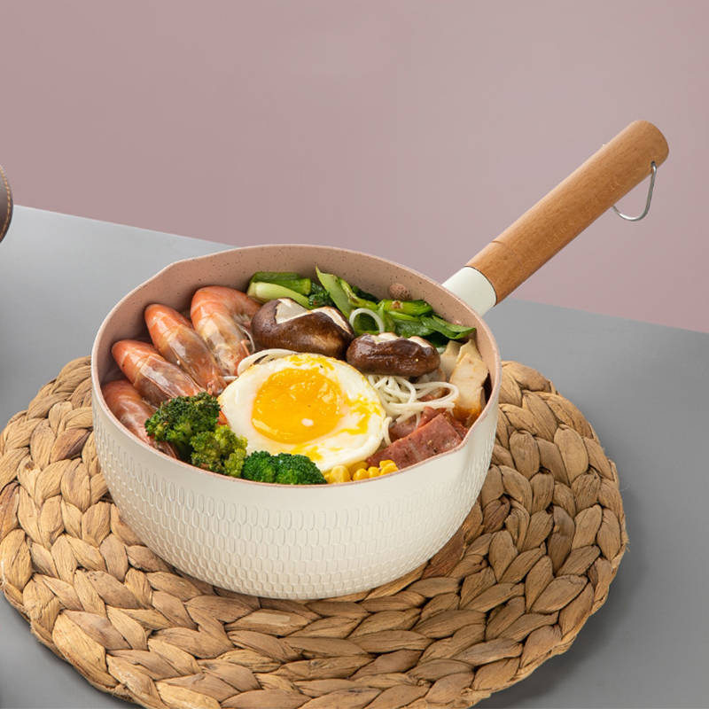 Japanischer Antihaft-topf Für Milch, Nudelsuppe Und Babynahrung, Weiß, 20 Cm