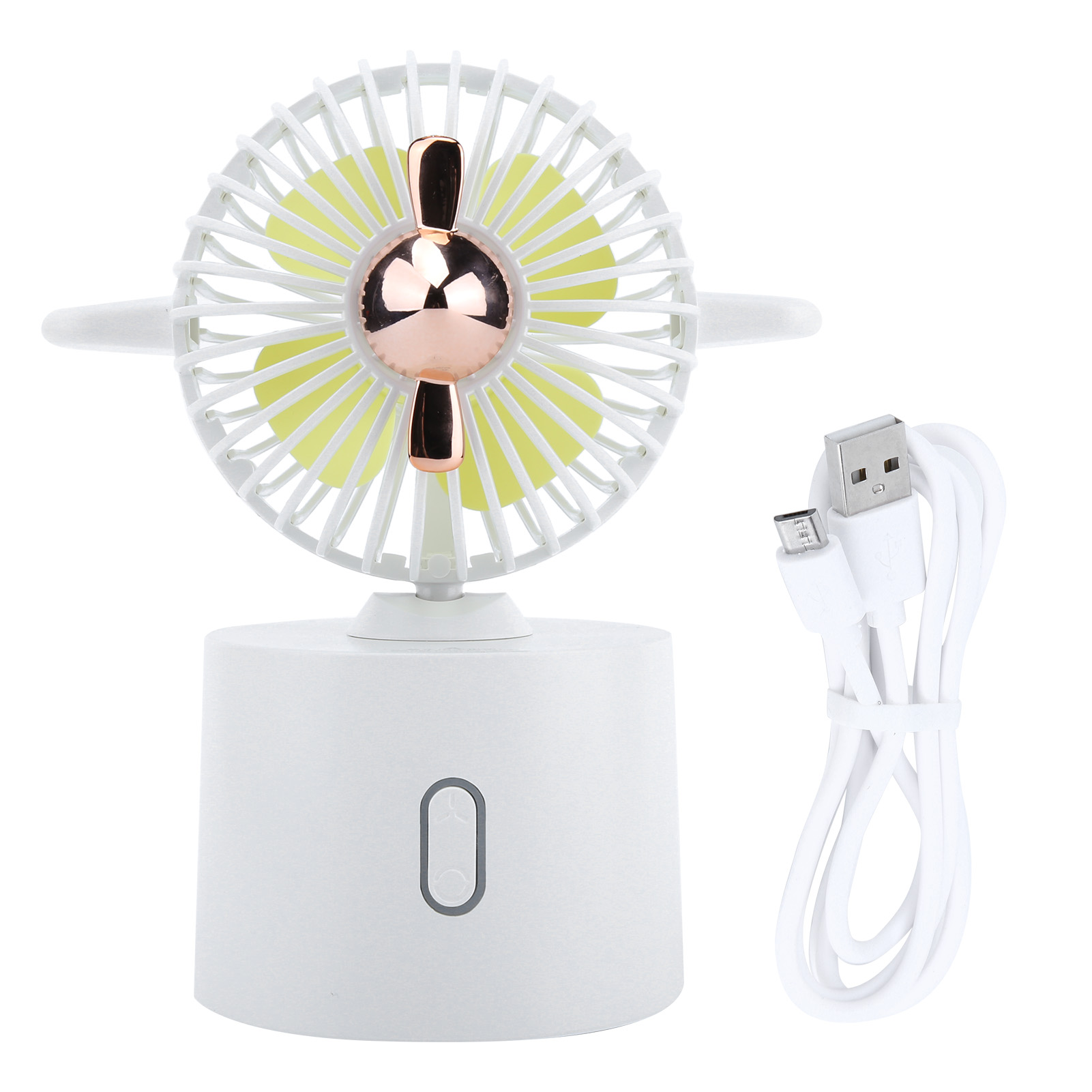 Wiederaufladbarer Usb-ventilator Mit Oszillationsfunktion, Tragbar Für Büro Und Studentenwohnheim, Weiß