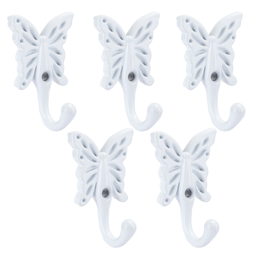 Set Mit 5 Bogenförmigen Kleiderhaken Im Europäischen Retro-stil, Weiße Zinklegierung, Für Den Kleiderschrank, 35 X 55 Mm