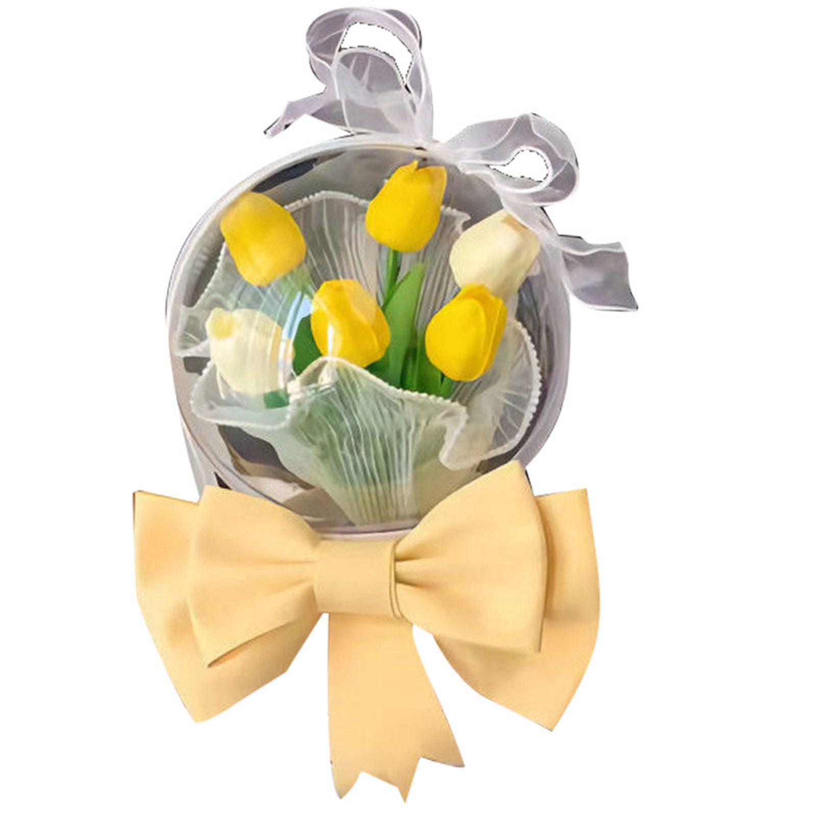 Diy-tulpenstrauß Für Die Freundin, Handgefertigte Kunstblumen, Dekorativer Brautstrauß, Gelb-weiß, Einheitsgröße