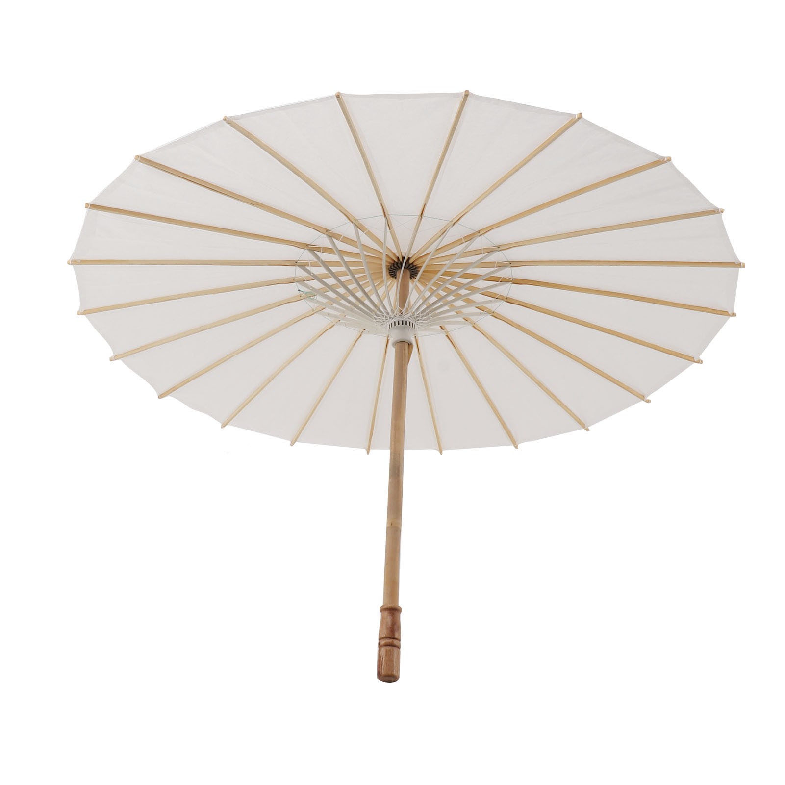 Set Aus 5 Eleganten Weißen Papierschirmen Zur Dekoration, Chinesischer Stil, Aus Bambus Und Papier, 83 Cm.