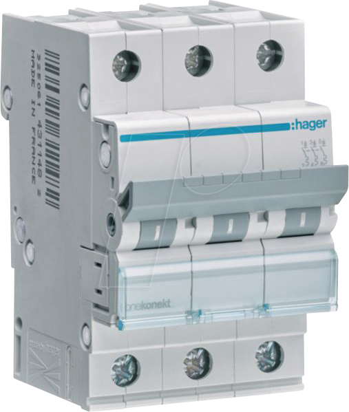 Hager Leitungsschutzschalter 3pol. C-6A, 6kA MCN306