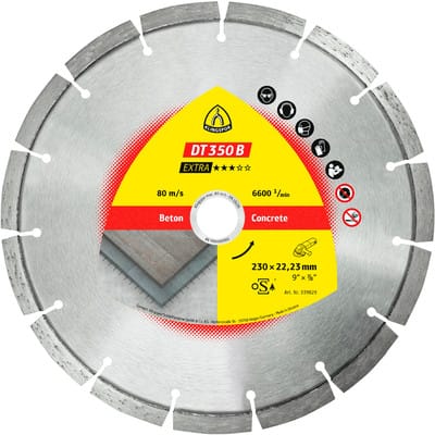 Klingspor DT 350 B Diamanttrennscheiben, 125 x 2,4 x 22,23 mm 9 Segmente 33 x 2,4 x 10 mm, Standardverzahnung