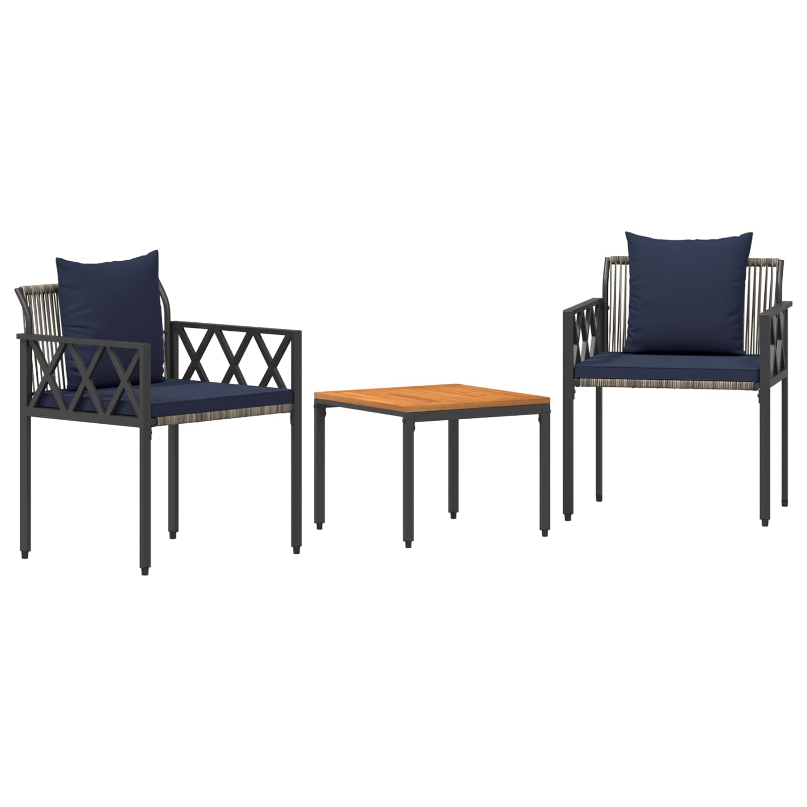 Maison Exclusive - Gartenmöbel-set 3 Stk. Grau Und Marineblau Pol