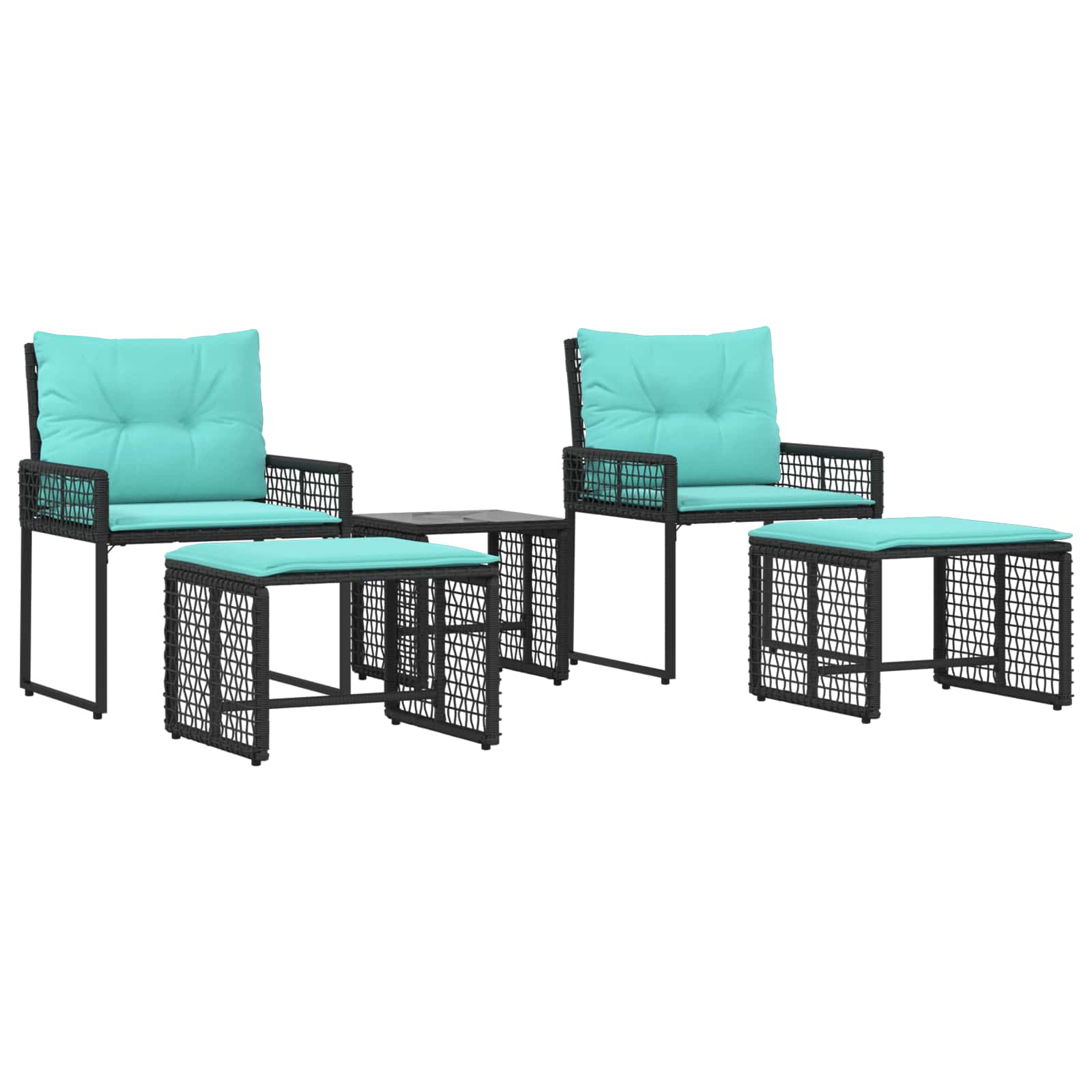 Maison Exclusive - Gartenmöbel-set 5 Stk. Schwarz Und Türkis