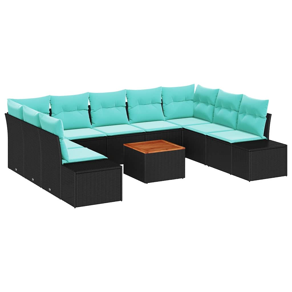 Maison Exclusive - Garten-sofa-set 10 Stk. Schwarz Und Türkis