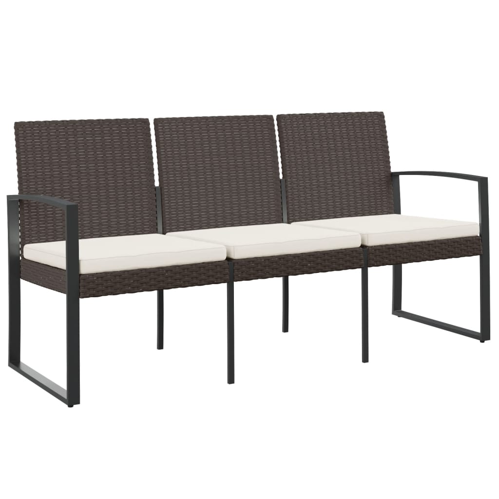 Maison Exclusive - Gartenbank 3-sitzer Mit Kissen Braun Pp-rattan