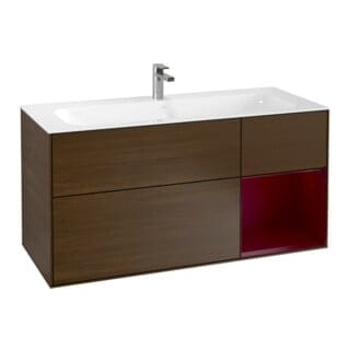 V&B Waschtischunterschrank Wandbeleuchtung Finion 119,6x59,1cm, Reg re Peo, Walnut veneer