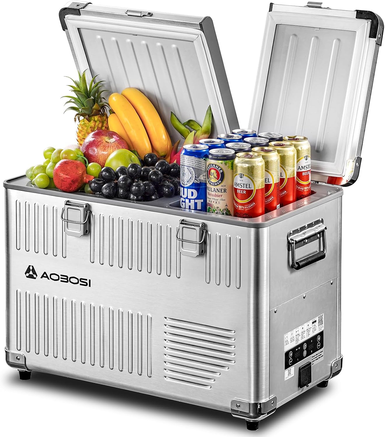Kompressor Kühlbox 40l, Dual Zone Kühlbox Kompressor, -20°c Bis 20°c, Aluminium Auto Kühlschrank 12v 230v Für Auto, Wohnmobil, Camping, Garten, Boot, Autofahren [energieklasse D]