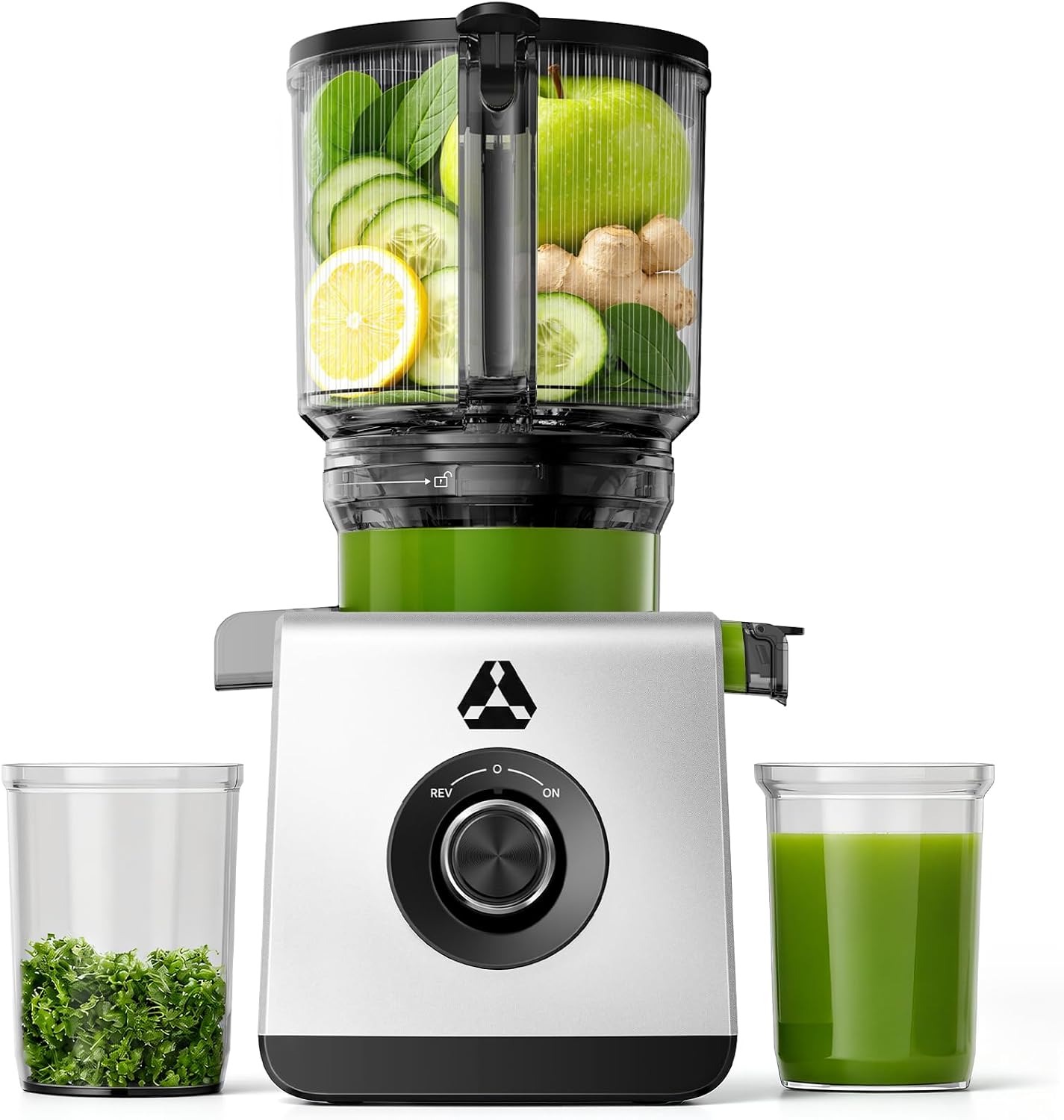 Slow Juicer, 165mm Xxl Einfüllöffnung, 2,5l Kaltpress-entsafter Für Obst & Gemüse, Abnehmbare Teile Für Einfache Reinigung, Leiser Motor, Sichere Bedienung Und Frische Säfte Im Alltag
