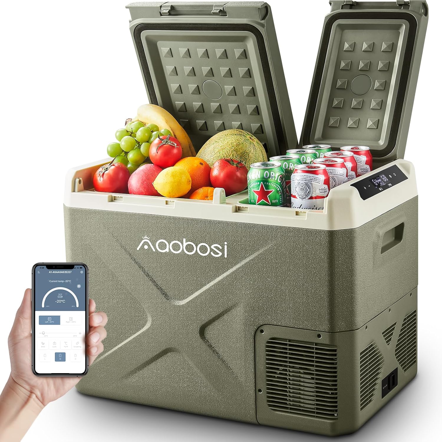 Kompressor Kühlbox 32l, Kühlbox Auto Dual Zone, 12/24v Und 100-240v Kühlbox Elektrisch, Bis -20 °c Für Auto, Lkw, Boot, Reisemobil, Camping [energieklasse B]