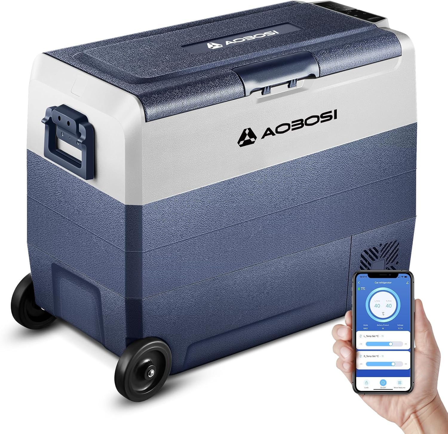 Kompressor Kühlbox 60 L, Kühlbox Auto Mit App Steuerung, 12/24 V Und 100-240 V Camping Kühlschrank, -20°c Bis 20°c Für Auto, Lkw, Boot, Reisemobil, Camping, Dual Zone Und Zwei Temperaturen [energiekla
