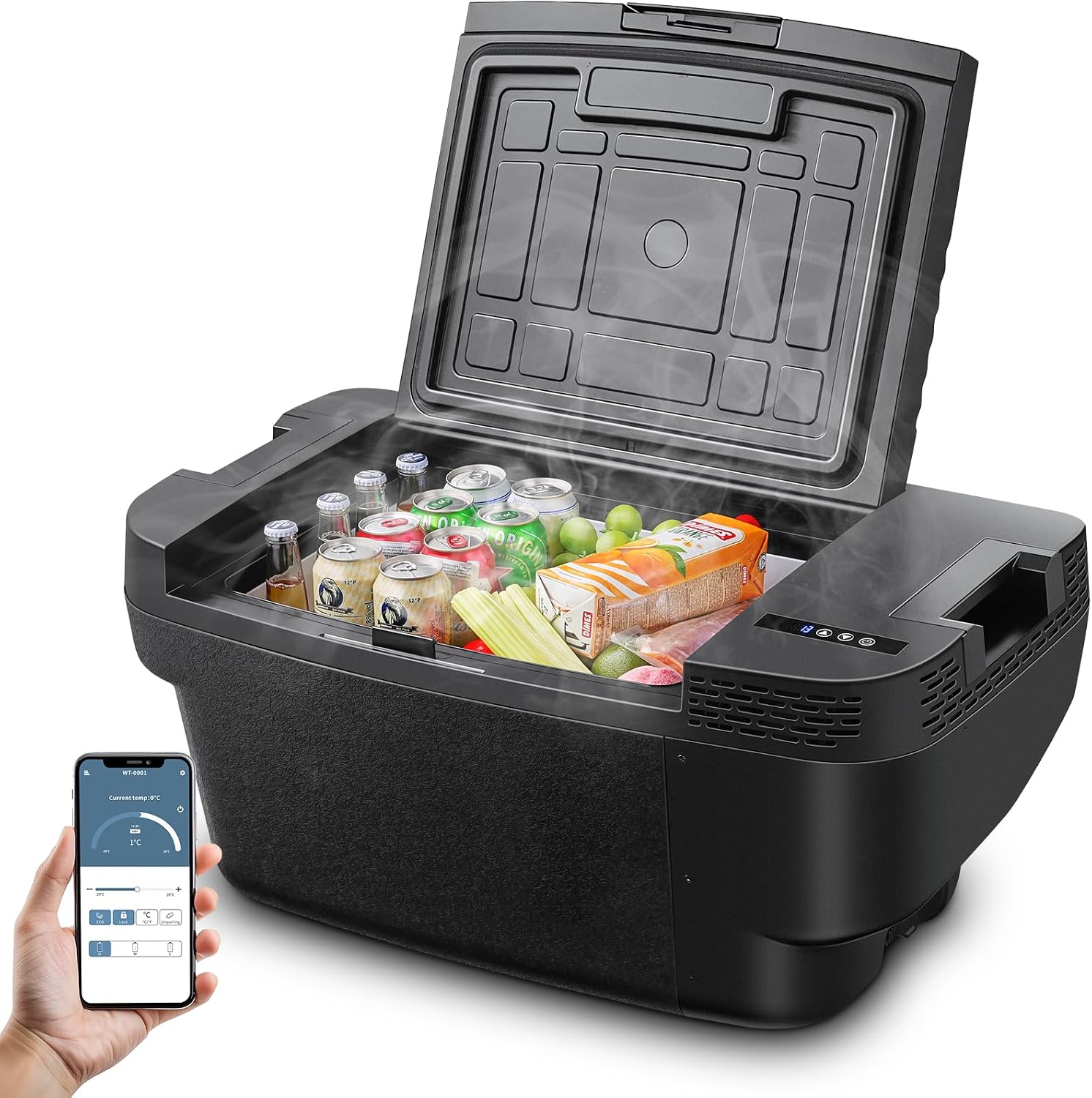 Kompressor Kühlbox 35l Für Tesla Model Y, 12v Kühlbox Auto Bis -20 °c Mit App-steuerung, Kühlbox Kompressor Tragbar Anti-shake Für Outdoor, Reisen, Camping, Picknick [energieklasse B]