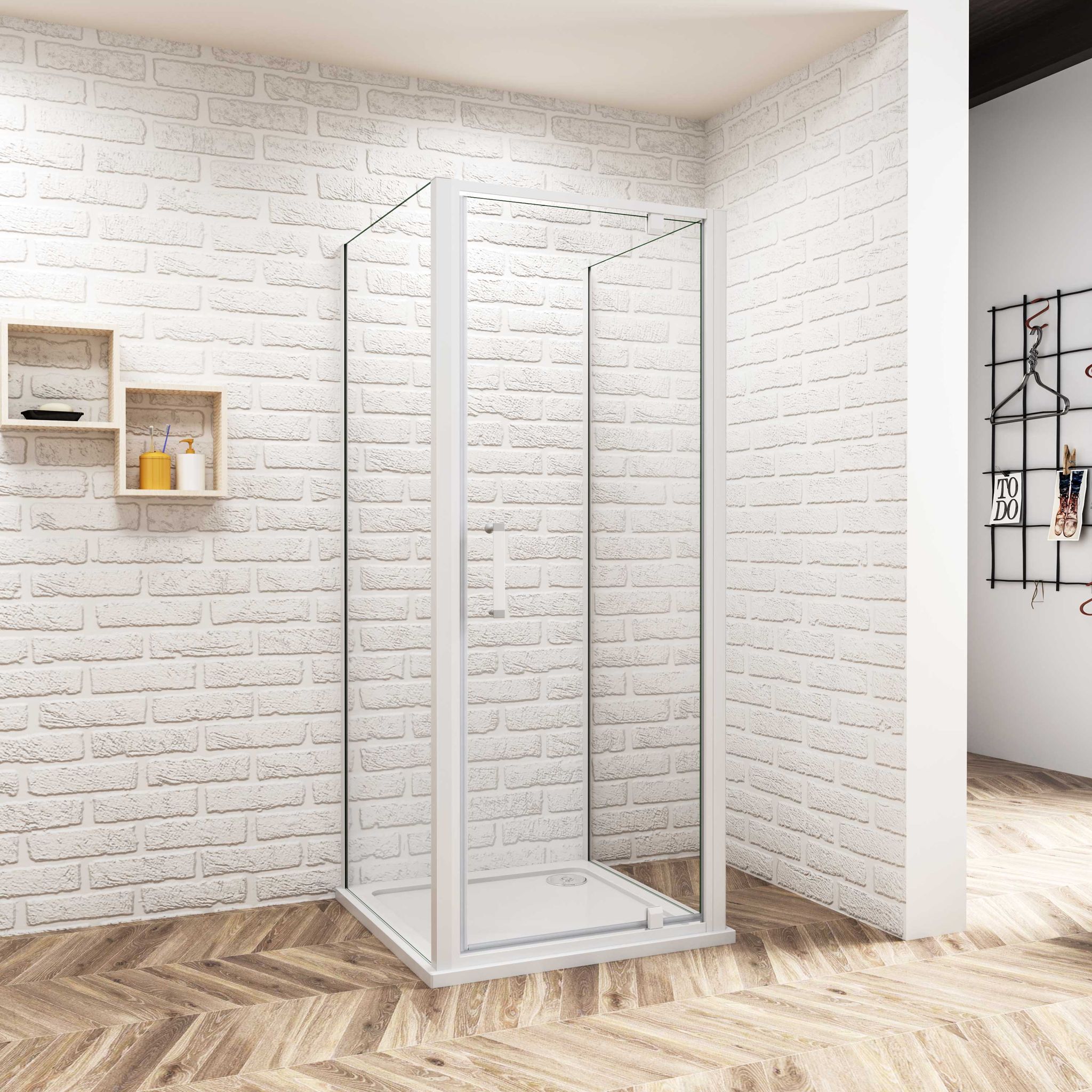 Aica U-form Duschkabine 90x185cm Pendeltür Schwingtür Mit 2x70x185cm Seitewand 5mm Esg Sicherheitsglas Mattgrau Nischentür Duschabtrennung