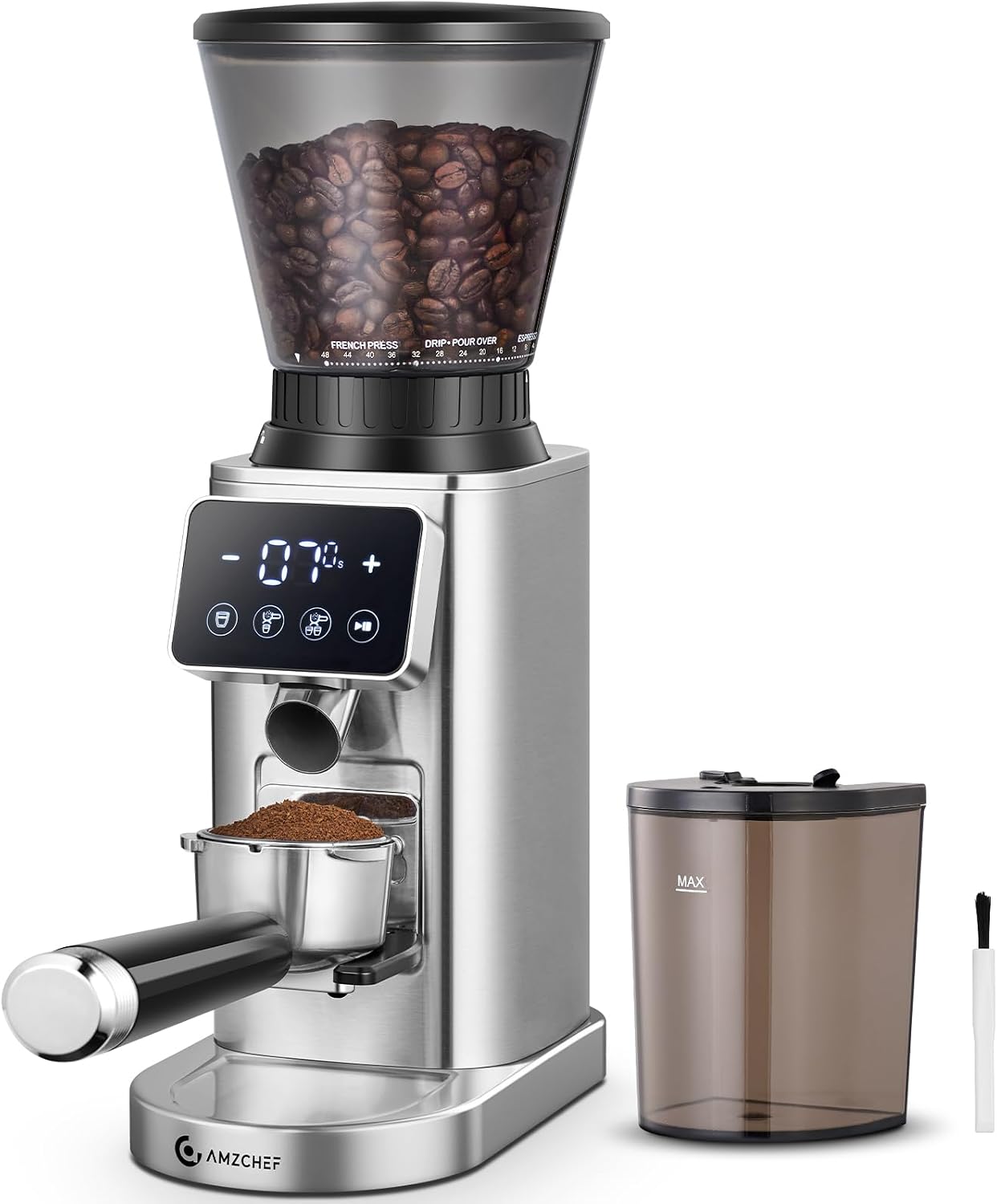 Kaffeemühle Elektrisch Mit 48 Mahlgraden, Antistatik-system, Touchpanel，300g Bohnenbehälter, Edelstahlgehäuse, Kegelmahlwerk Für Espresso, Filterkaffee