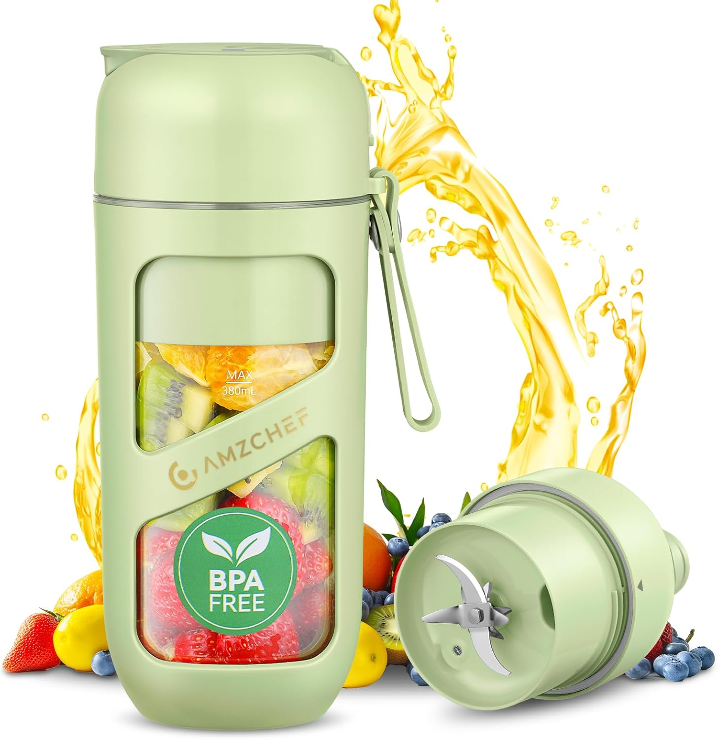 Vakuum Smoothie Maker, Tragbarer Mixer Für Milchshake, Saft, Smoothie - 380ml Vakuum Antioxidantien Saft Flasche - Kabellos Wiederaufladbare Flasche Für Minimixer