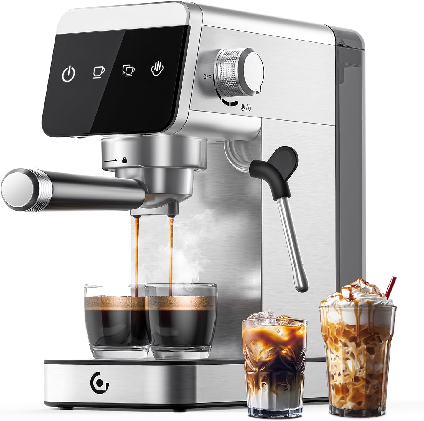 Siebträgermaschine 20 Bar Mit Led-anzeige Home 2-in-1 Espressomaschine Mit 1,2l Abnehmbarem Tank Für Zuhause Geschenke Kompakte Edelstahl Latte Maschine,1350w