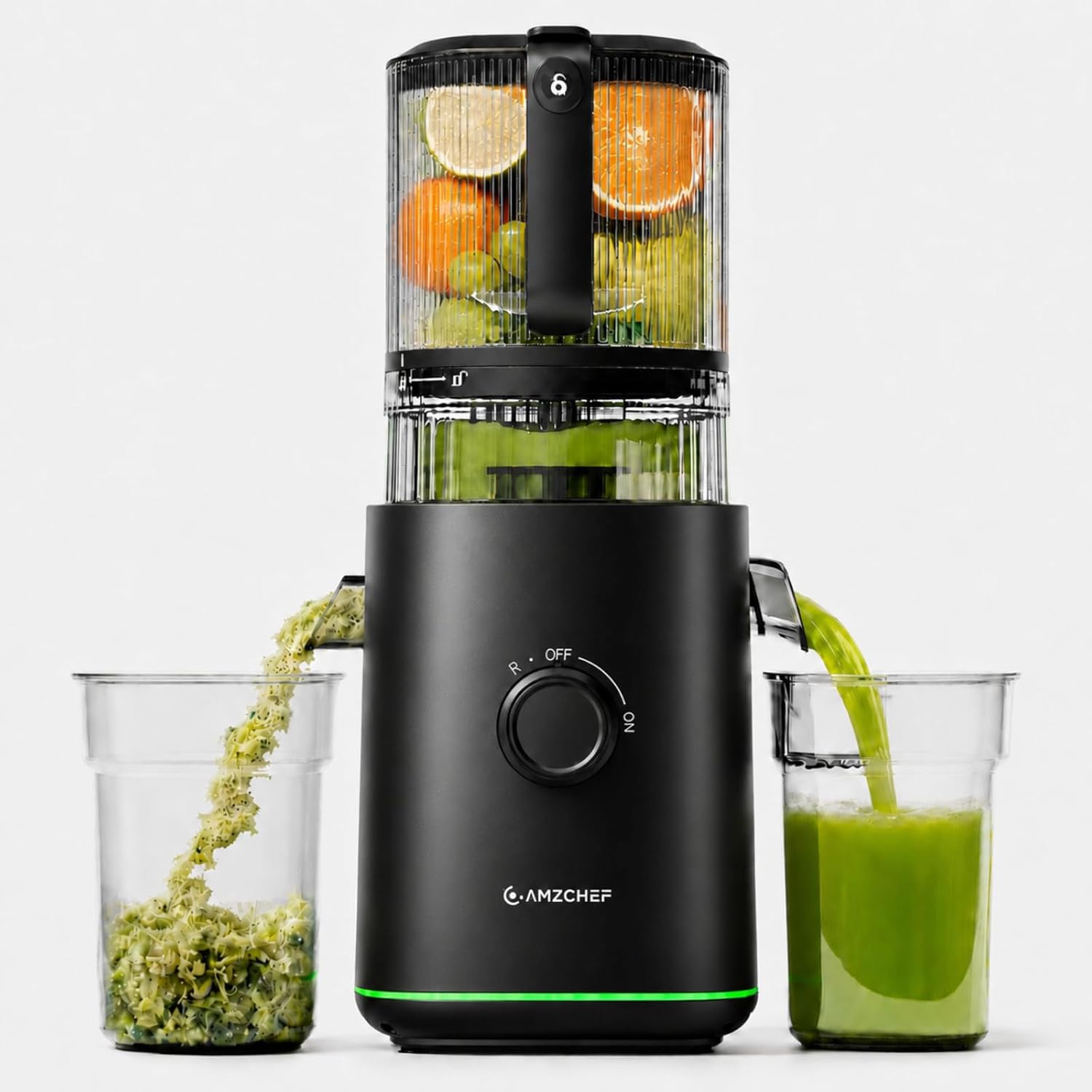 Entsafter Slow Juicer, 160 Mm Einfüllschacht, Hohe Saftausbeute Für Ganze Früchte Und Gemüse, 2,5l Kaltpresse Saftpresse Für Frische Säfte, Sorbet & Nussmilch, Leise, Matt Schwarz