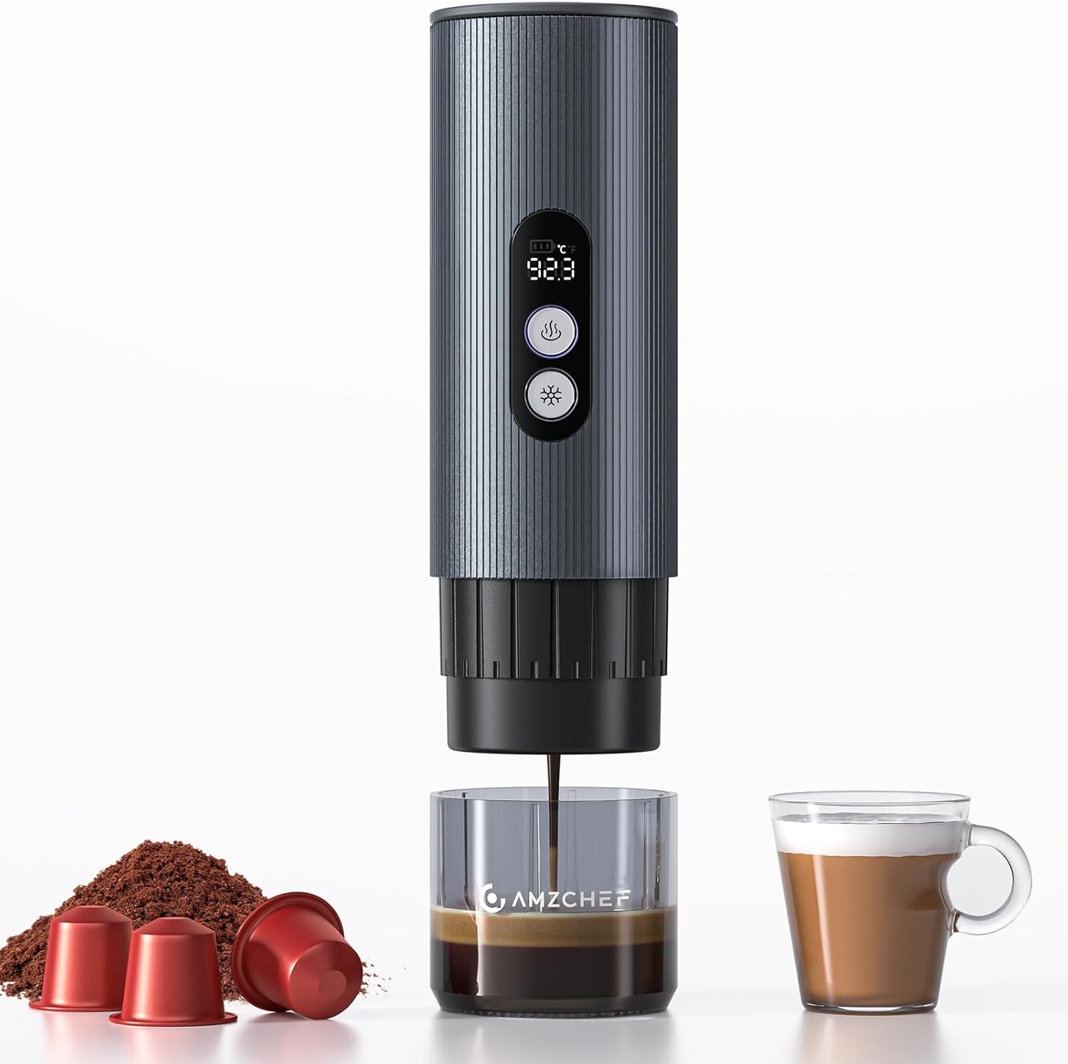 Tragbare Espressomaschine Mit Akku 20 Bar Mobile Kaffeemaschine Mit Usb-c & Digitalanzeige – Kompatibel Mit Kapseln & Kaffeepulver – Kaffeemaschine To Go Für Reisen, Camping, Aluminium