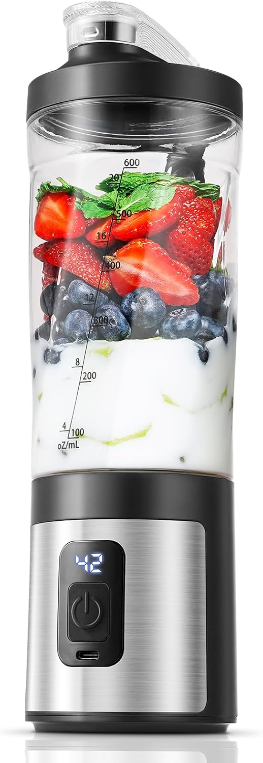 Tragbarer Mixer 600ml - Smoothie Maker Mit 6 Klingen,120w Motor Mixer To Go, Schnellladung Über Usb-c, Ipx6 Wasserdicht, Bpa-frei,mini-mixer Für Shakes Smoothies Proteinpulver
