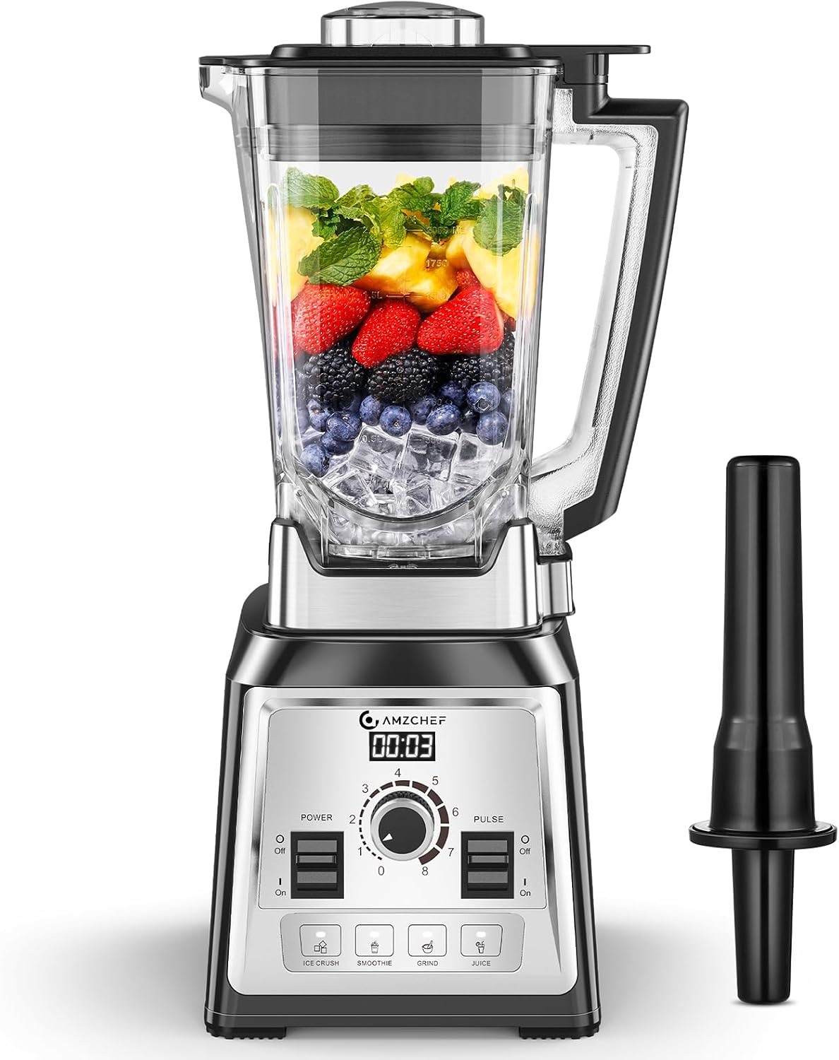 Standmixer 2000 Watt 2l Mixer Hochleistungsmixer Blender Mit 8 Einstellbaren Geschwindigkeiten Und 4 Vorprogramme Für Crushed Ice, Smoothie Maker, Grind Mixer Bpa-freiem