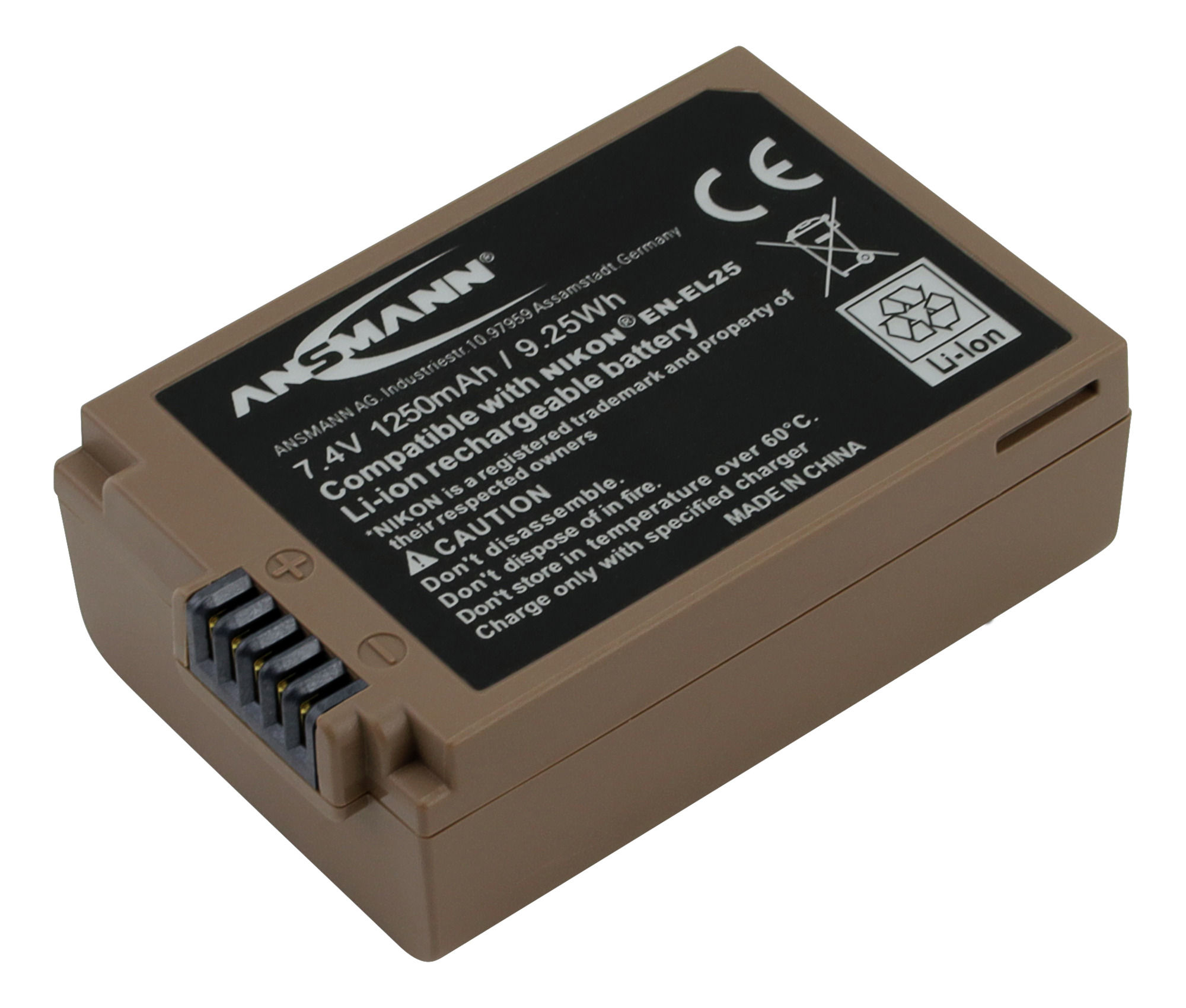 Ansmann Kamera Akku, Ersatzakku Für A-nik En-el 25, 7,4v, Usb-c-anschluss