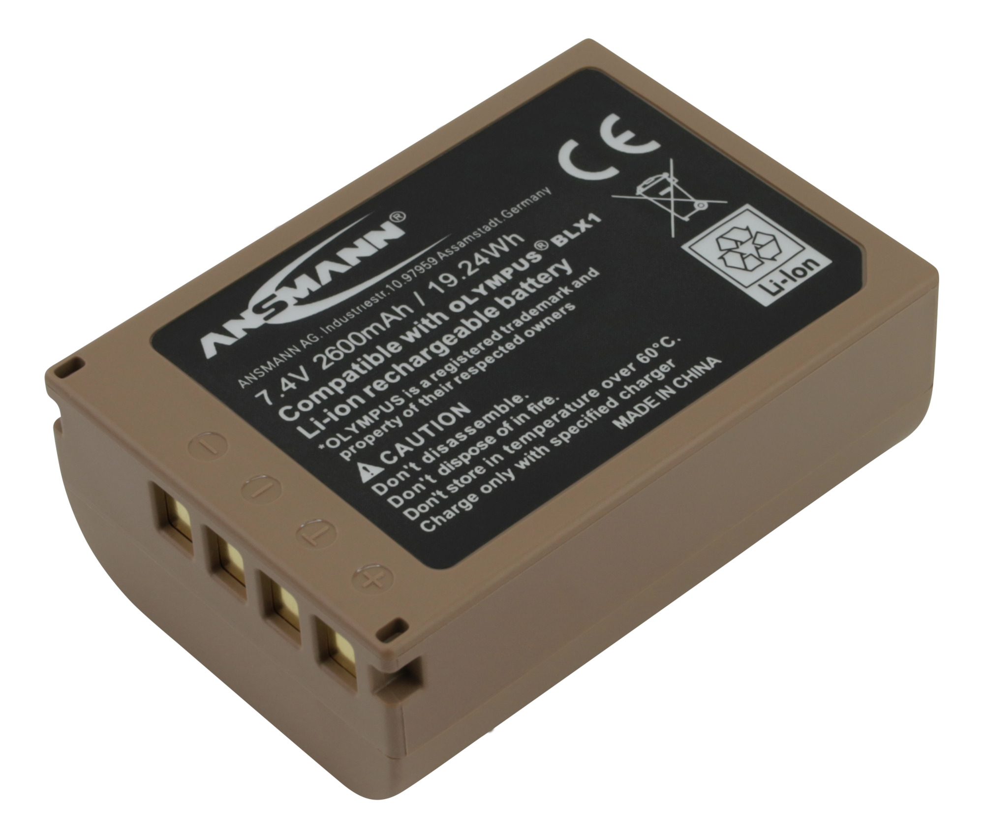 Ansmann Kamera Akku A-oly Blx1, Mit Usb-c-anschluss Und Hoher Kapazität