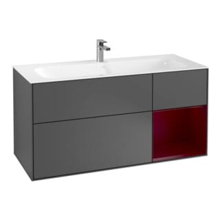 V&B Waschtischunterschrank Wandbeleuchtung Finion 119,6x59,1cm, Reg re Peo, Anthrac. matt