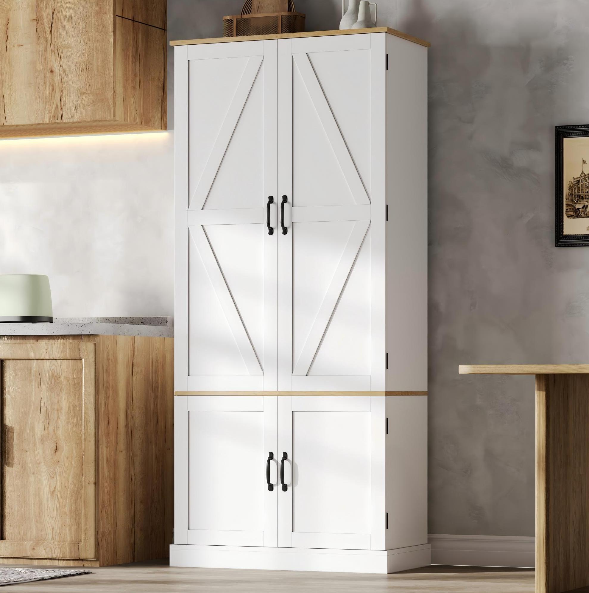 Hochschrank 80/40/180 Cm In Weiß Mit Sensortlicht, Verstellbaren Böden Und Schubladen