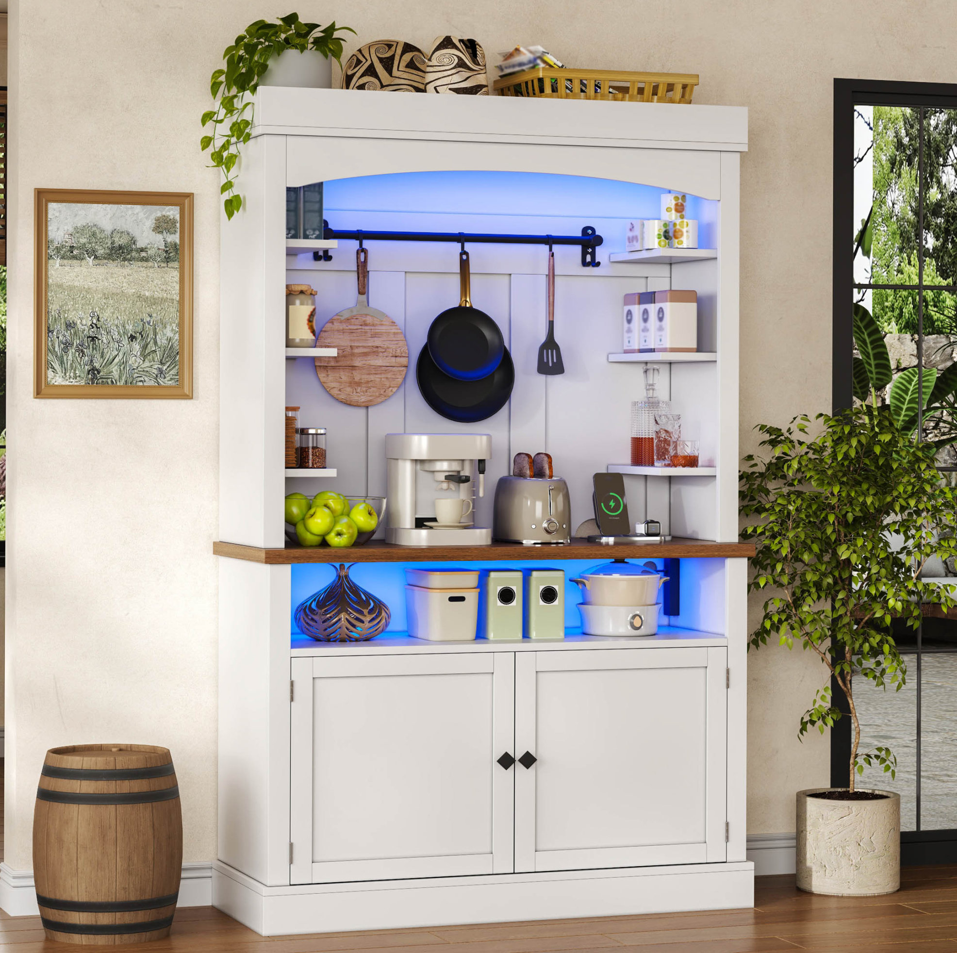 Hochschrank 106/43/183 Cm In Weiß Mit Led Und Steckdose