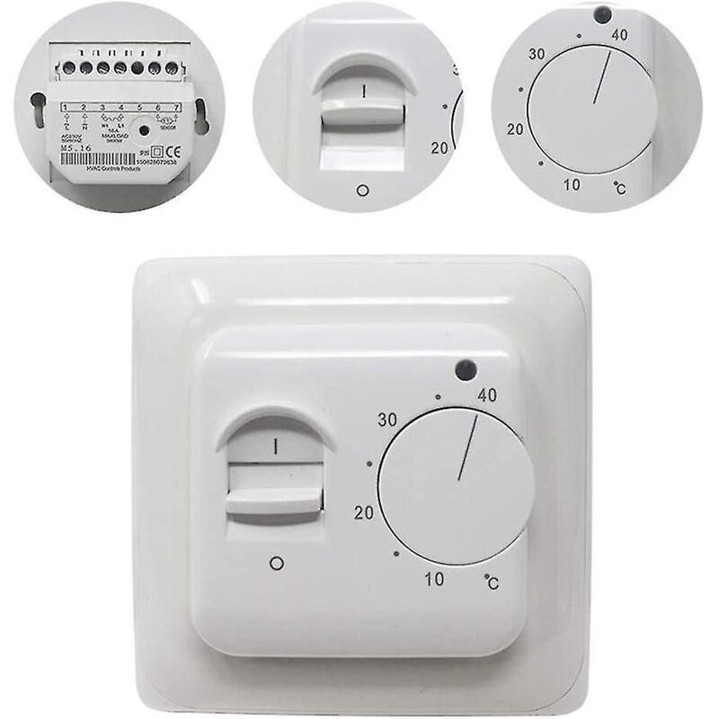 Manueller Thermostat Für Fußbodenheizung 16a, Elektrischer Fußbodenheizungsregler, Mechanischer Raumthermostat Mit Bodenfühler (1 Stück)