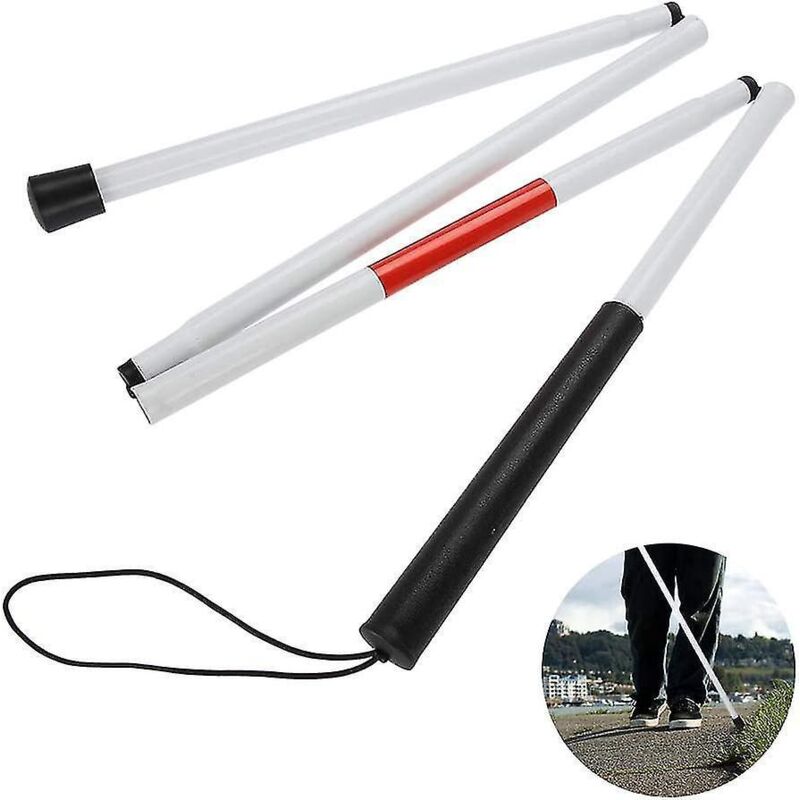 Blindenstock, Faltbarer, Rutschfester Stock Aus Reflektierendem Aluminium Für Die Nacht, Bester Mobiler Stock Für Sehbehinderte Menschen (länge: 124 Cm)