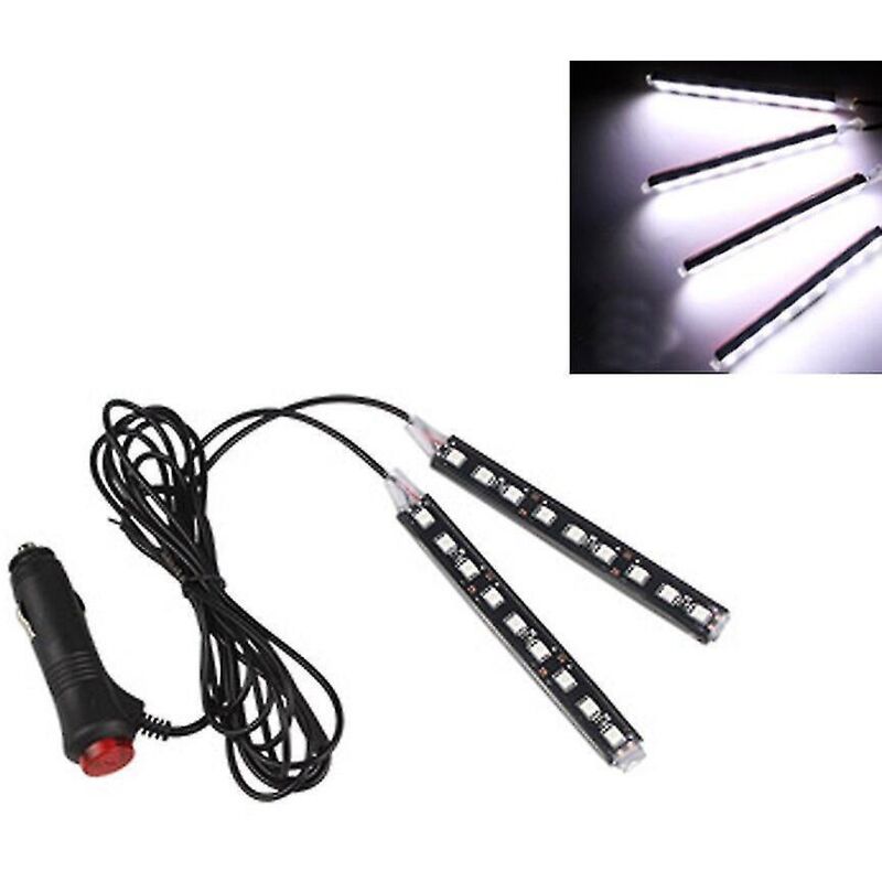 Ambientebeleuchtung Für Den Zigarettenanzünder Im Auto, 9 Selbstklebende, Mehrfarbige Leds, Zur Dekoration Von Armaturenbrett Und Fußraum, Weiß