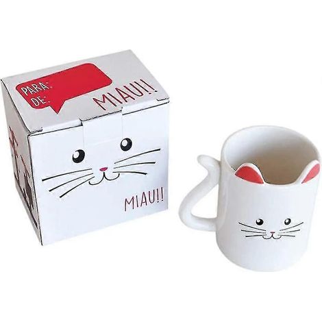 Niedliche, Katzenförmige Keramiktasse Mit Ohren, Ideal Für Kaffee, Tee Oder Milch.