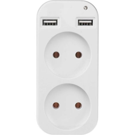 Europäische Steckdosenleiste Mit Zwei Steckdosen Und Zwei Usb-anschlüssen – 11 X 5 Cm – Weiß