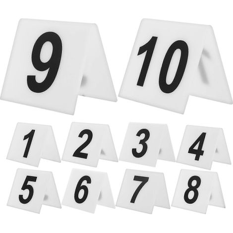 Set Mit 10 Wiederverwendbaren, Nummerierten Acryl-tischmarkern Für Restauranttische (proof-nummern) – 6,30 X 5,50 X 4,20 Cm – Wie Abgebildet