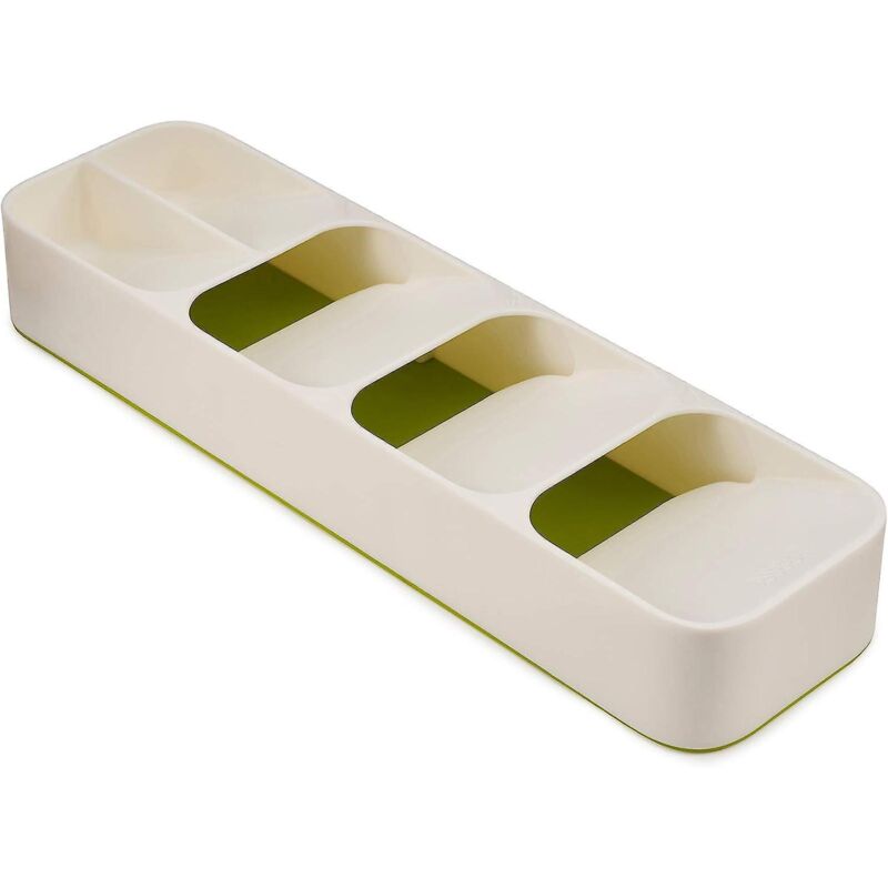 Kompakter Weißer Schubladenorganizer Für Besteck – 11 X 39,5 X 5,7 Cm