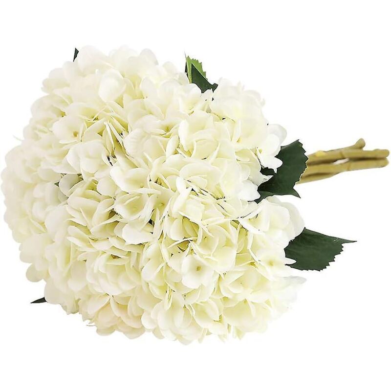 Strauß Aus 5 Künstlichen Weißen Hortensien Für Hochzeiten, Zuhause, Hotels, Partydekorationen Und Blumenarrangements