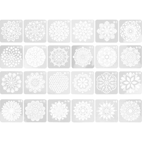 24 Mandala-schablonen Zum Selbermalen Auf Holz, Stein Und Möbeln