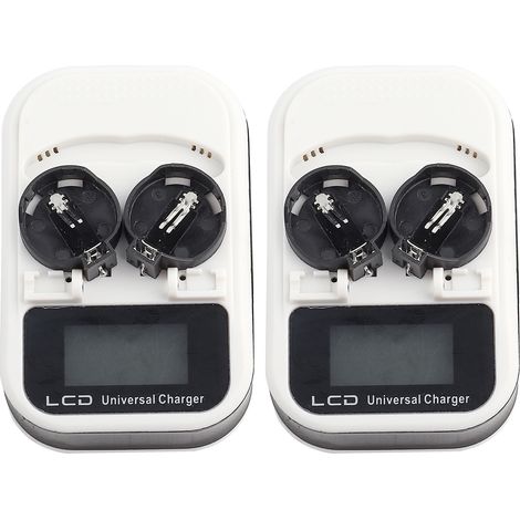 2-teiliges Lcd-ladegerät Für Lir2016-, Lir2025- Und Lir2032-knopfzellenbatterien, 100–240 V Mit Us-stecker