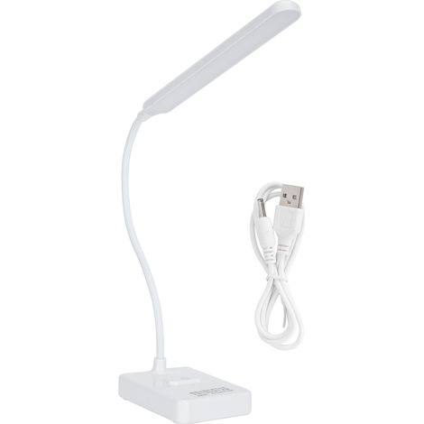 Led-schreibtischlampe Mit Usb-anschluss, Flexibel, 3 Helligkeitsstufen, Weiß - 1901