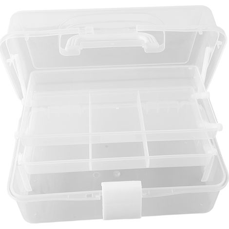 Faltbare Aufbewahrungsbox Mit Drei Fächern – Vielseitiger, Tragbarer Organizer Für Bastelbedarf, Kosmetik Und Accessoires – Werkzeugkasten Mit Weißem Griff