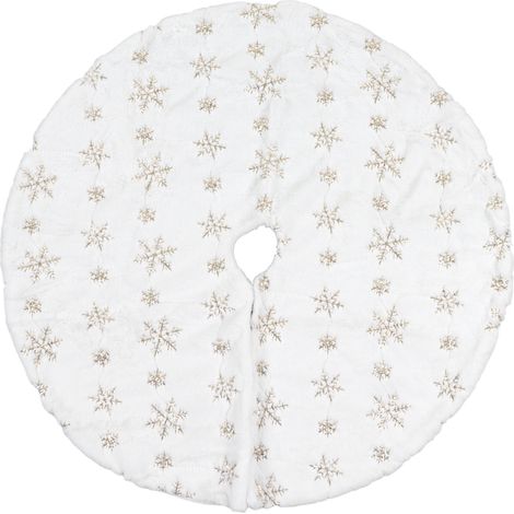 Weißer Weihnachtsbaumrock, 89 Cm (35 Zoll), Weich Und Bequem, Runde Form, Goldene Rückseite, Für Geschäft Oder Zuhause