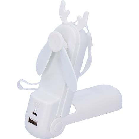 Tragbarer, Faltbarer Und Wiederaufladbarer Taschenventilator Mit Notfall-taschenlampe – Mini-kühlgerät, Weiß